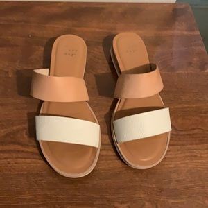 Brown and taupe flat sandals